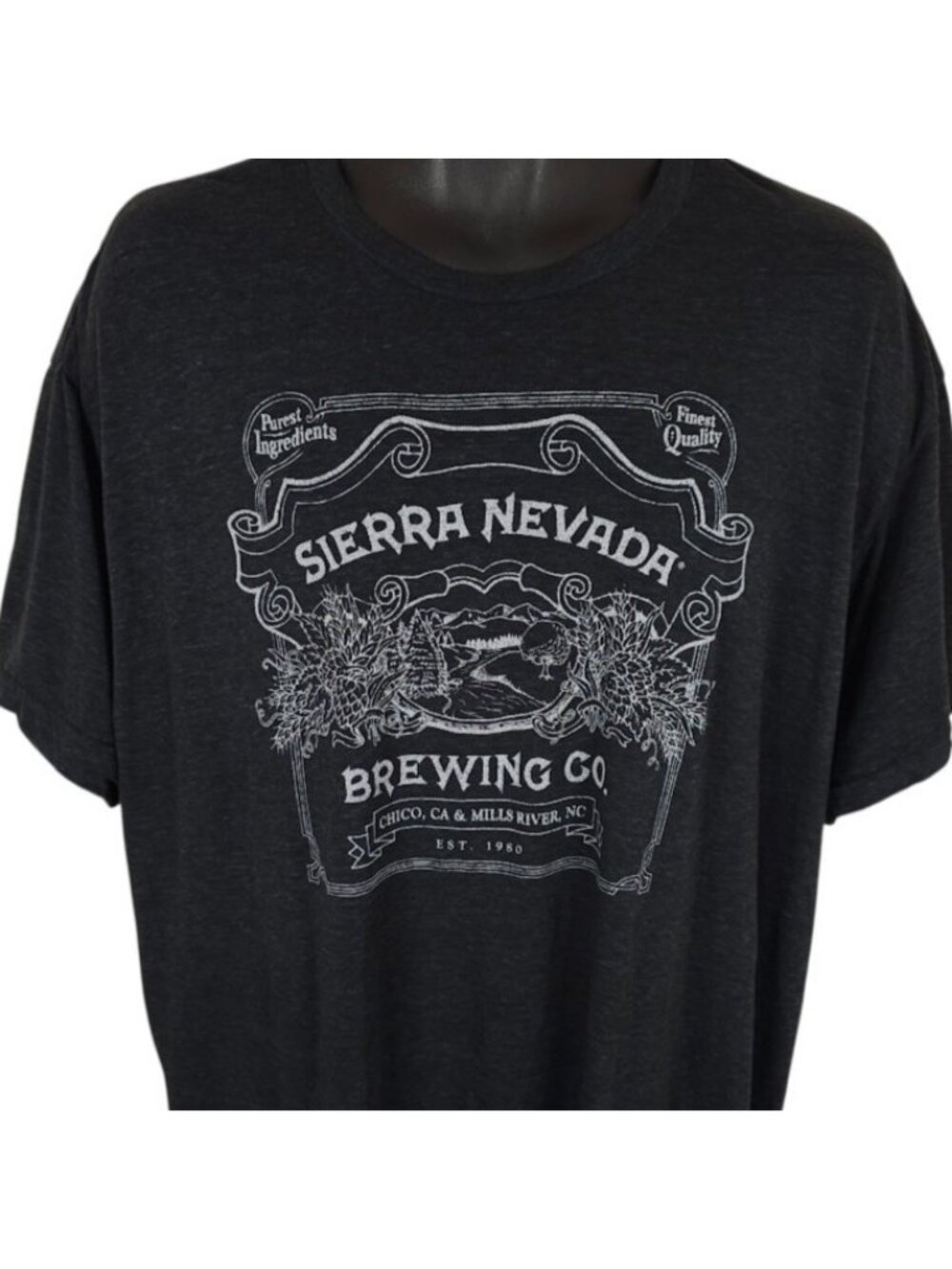 Sierra Nevada Brewing T Shirt Mens Size 2XL Gray Beer Breweriana Made In USA